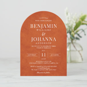 Classic Elegant Burnt Orange Wedding Arch Invitation