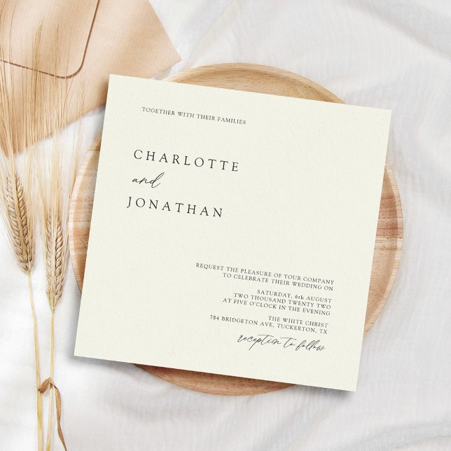Classic Elegant Calligraphy Ivory Square Wedding Invitation (Creator Uploaded)