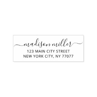 Classic Elegant Calligraphy Script Return Address Rubber Stamp