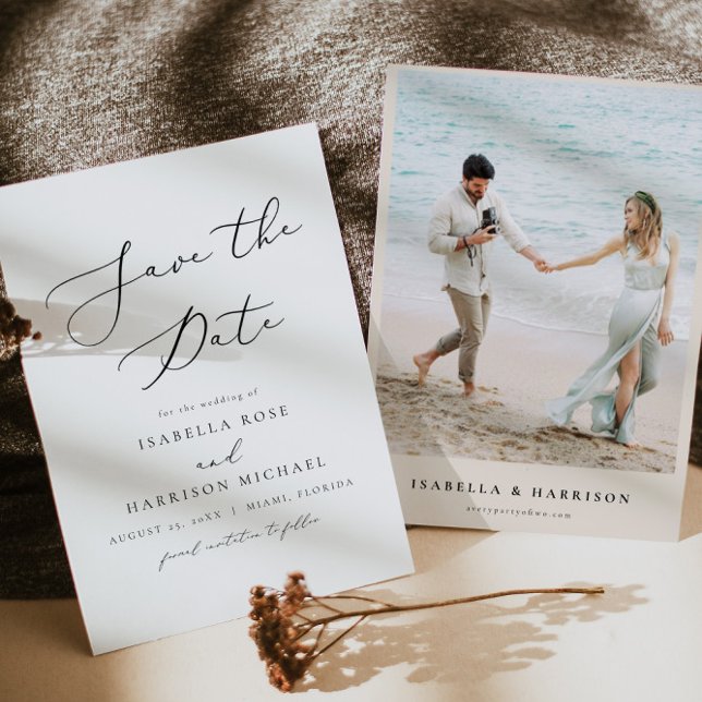 Classic Elegant Calligraphy Script Save the Date Invitation (Creator Uploaded)