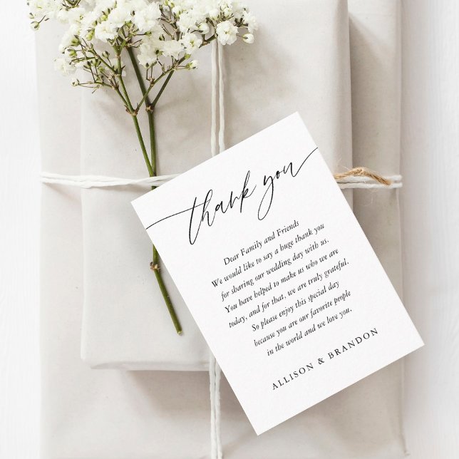 Classic Elegant Calligraphy Wedding Thank You Place Card (Creator Uploaded)