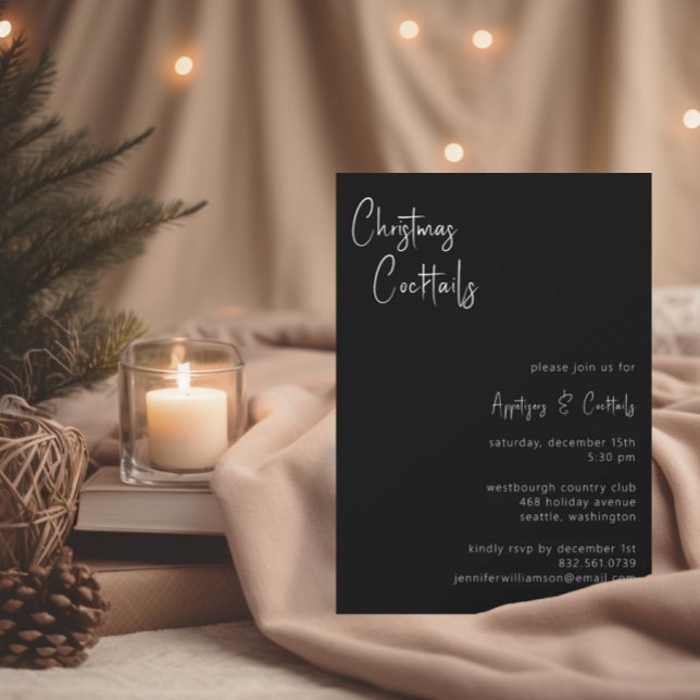 Classic Elegant Christmas Cocktails Holiday Party Invitation (Creator Uploaded)