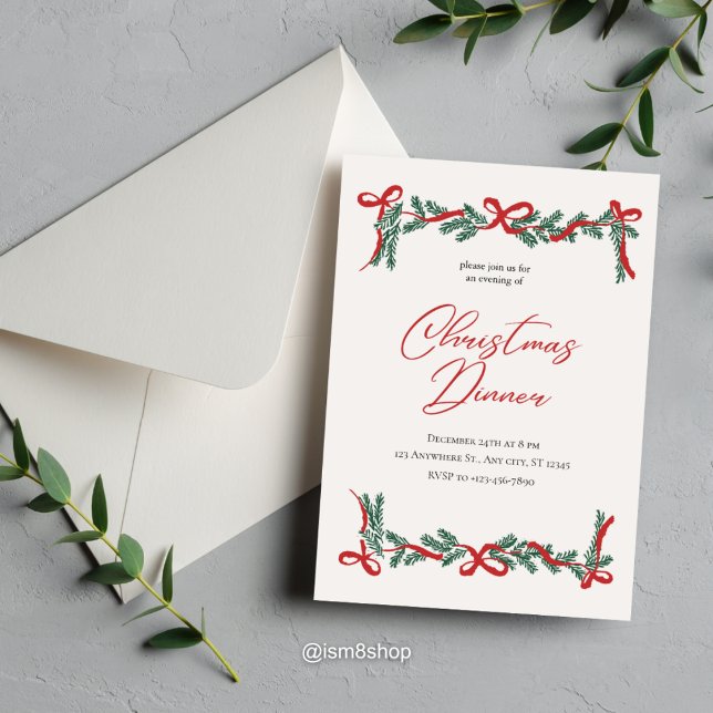 Classic & Elegant Christmas Dinner Invitation (Creator Uploaded)