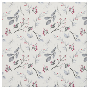Classic Elegant Christmas Leaves and Berries Fabric