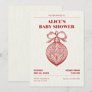 Classic elegant Christmas ornament baby shower Invitation