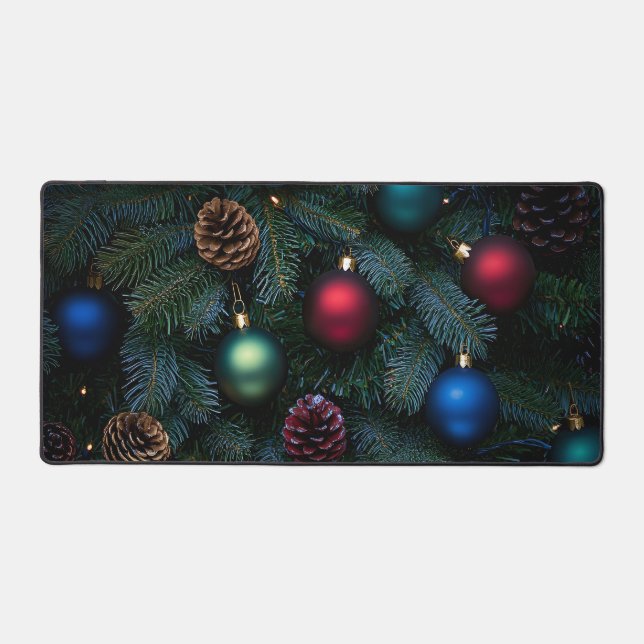 Classic Elegant Christmas Tree Ornaments Desk Mat (Front)