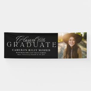 Classic elegant class of 2025 graduation photo banner