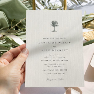 Classic Elegant Coastal Palm Tree Wedding Invitation