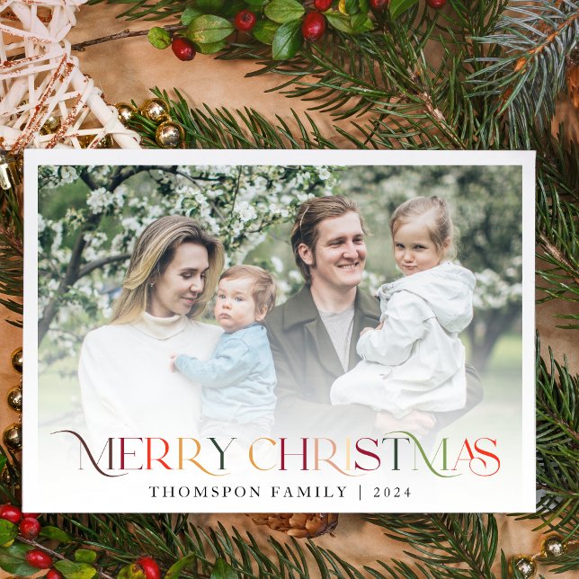 Classic Elegant Colourful Merry Christmas Photo Holiday Card (Creator Uploaded)