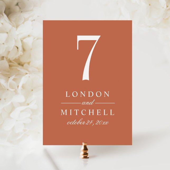 Classic Elegant Copper Orange Wedding Table Number (Creator Uploaded)