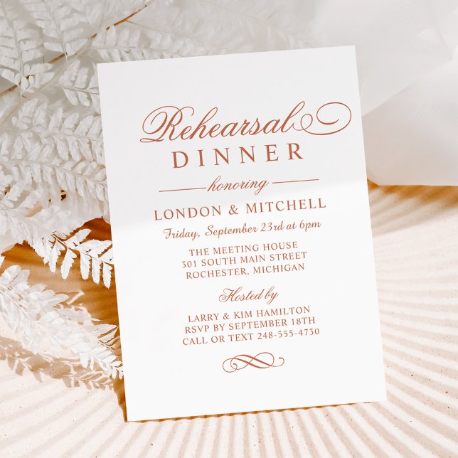 Classic Elegant Copper Wedding Rehearsal Dinner Invitation (Creator Uploaded)