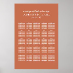 Classic Elegant Copper Wedding Seating Poster
