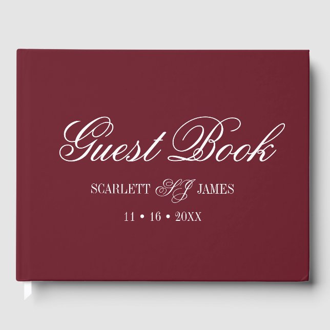 Classic Elegant Couples Wedding Guest Book (Front)