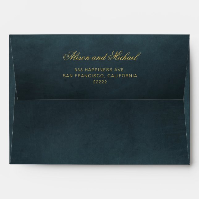 Classic Elegant Custom Gold Script Wedding Invite  Envelope (Back (Top Flap))