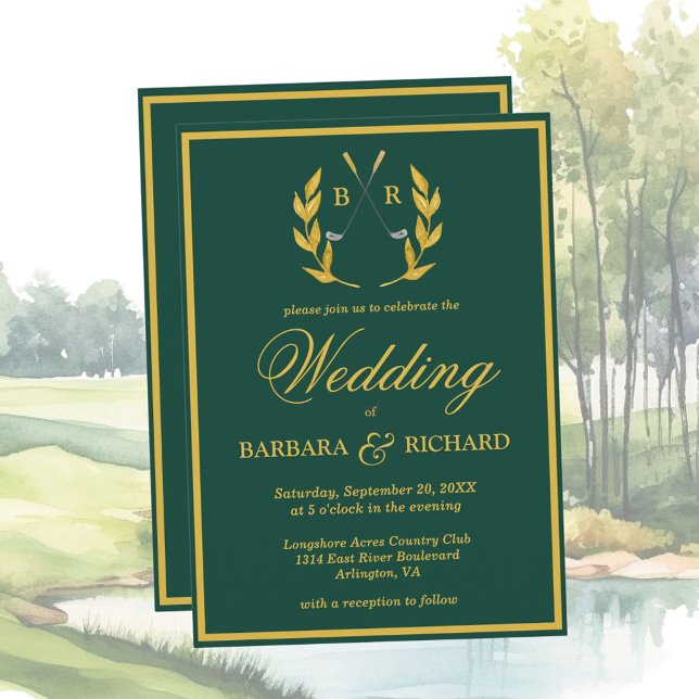 Classic Elegant Custom Monogram Golf Theme  Invitation (Creator Uploaded)