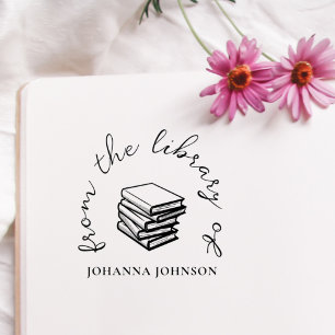Classic Elegant Custom Name From The Library Book Rubber Stamp