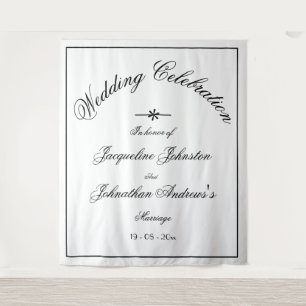 Classic Elegant Customised White Wedding Backdrop Tapestry