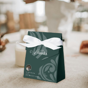 Classic Elegant Damask Phthalo Green Wedding Favour Box