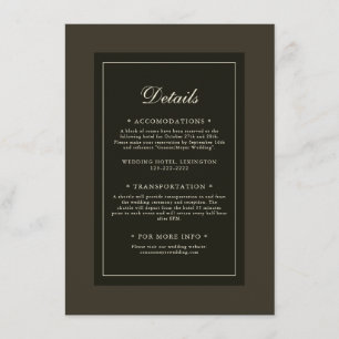 Classic Elegant Dark Autumn Brown Wedding Details Enclosure Card