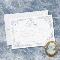 Classic Elegant Dusty Blue Floral Frame Wedding
