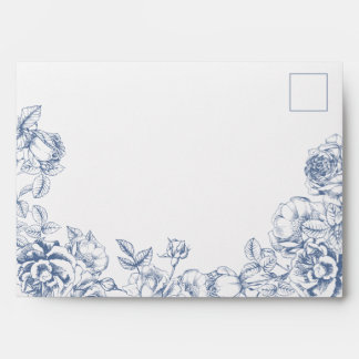 Classic Elegant Dusty Blue Floral Wedding Envelope