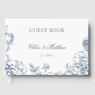Classic Elegant Dusty Blue Floral Wedding Guest Book