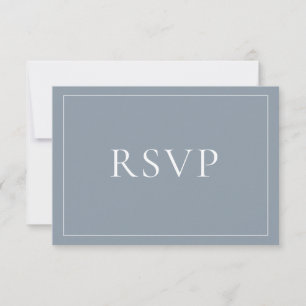 Classic Elegant Dusty Blue Script RSVP Card