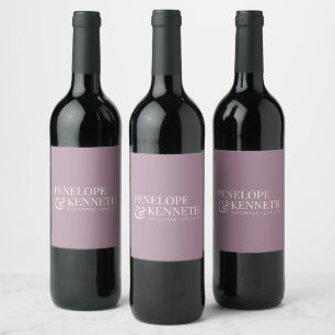 Classic Elegant Dusty Purple Custom Wedding Names Wine Label