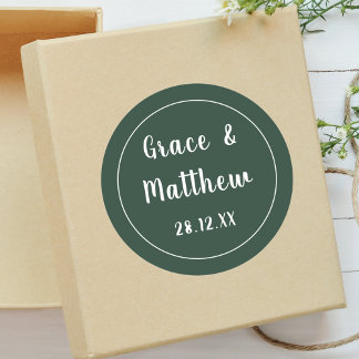 Classic Elegant Emerald Green Wedding Favour Classic Round Sticker