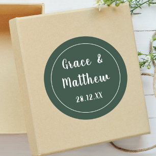 Classic Elegant Emerald Green Wedding Favour Round Sticker