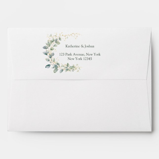 Classic Elegant Eucalyptus Wedding Envelope (Back (Top Flap))