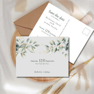 Classic Elegant Eucalyptus Wedding Save the Date Announcement Postcard