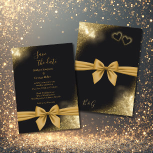 classic elegant filigree black golden wedding invitation