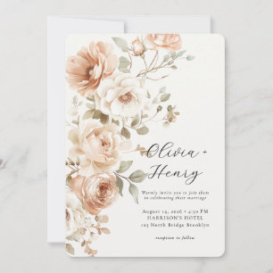 Classic Elegant Floral Rounded Wedding Invitation