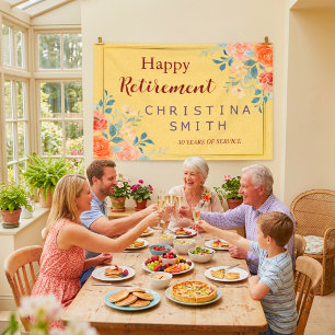 Classic Elegant Floral Watercolor Retirement Party Banner