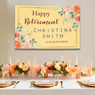 Classic Elegant Floral Watercolor Retirement Party Banner