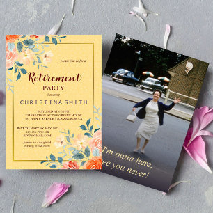 Classic Elegant Floral Watercolor Retirement Party Invitation