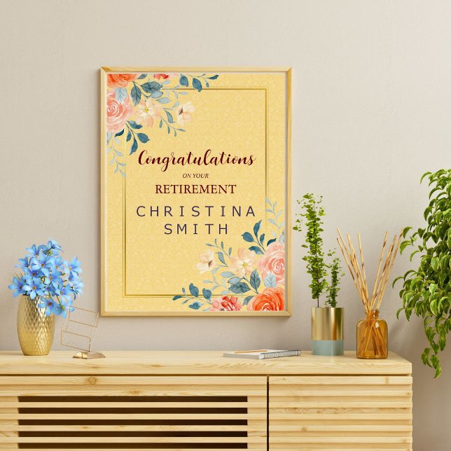 Classic Elegant Floral Watercolor Retirement Party Poster (Classic Elegant Floral Watercolor Retirement Party Poster)