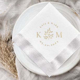 Classic Elegant Foliage Monogram Wedding Foil Napkins