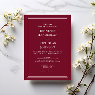 Classic Elegant Formal Burgundy Red Wedding Invitation