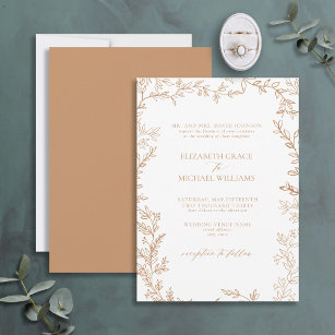 Classic Elegant Formal Terracotta Leafy Wedding Invitation