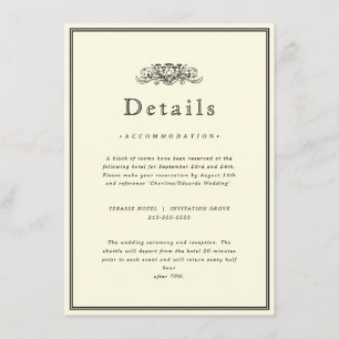 Classic Elegant Frame Wedding Details Enclosure  Card