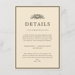 Classic Elegant Frame Wedding Details Enclosure  Card