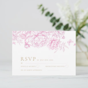 Classic Elegant French Floral Wedding RSVP Card