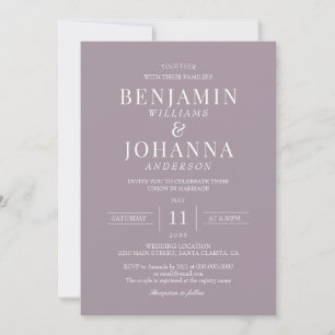 Classic Elegant French Lilac Wedding Invitation
