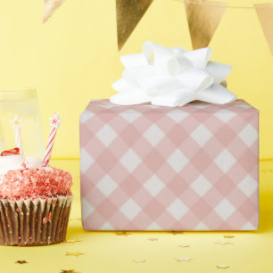 Classic Elegant Gingham Plaid in Muted Pink Wrapping Paper