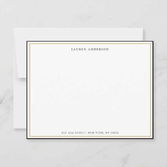 Classic Elegant Gold & Black border Flat Card (Front)