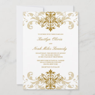 Classic & Elegant Gold Colour Ironworks Wedding Invitation