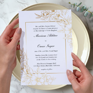 Classic Elegant Gold Floral Islamic Muslim Wedding Invitation