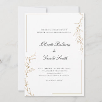 Classic Elegant Gold Flower Branch Wedding